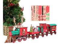 Christmas Train Set - 3D Wooden Puzzle Kit | Retro Painted Model, DIY Craft