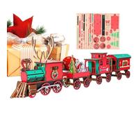 Christmas Train Set -Retro Mini Painted Holiday Handmade 3D Building Puzzle
