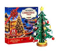 Christmas Tree - 24 Days Countdown Set | PVC Desk Decor | 24-Day Festive Countdown Display, PVC Material, No Electric Lights Required, Perfect Holiday Tabletop Decor