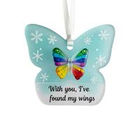 Christmas Tree Acrylic Ornaments 2D Keepsake Set With Lanyard - Butterfly-Themed Acrylic Pendant Decorations | Creative Hanging Ornaments For Living Room Garden Mantel Door Wall Party Holiday Décor
