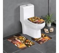 Christmas Tree And Hot Chocolate Set Di Tappetini Da Bagno 3 Pezzi, Tappeto Con Profilo A U Assorbente Tappetino Da Bagno Per La Casa Toeletta