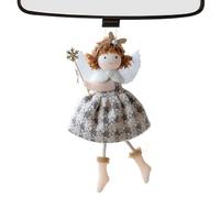 Christmas Tree Angel Girl Ornament, Plush Angel Doll Decoration, Seasonal Hanging Keepsake Lanyard, Door, Window Sill, Farmhouse, Restaurant, Holiday Display, 10x17cm Red Red Gray White