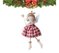 Christmas Tree Angel Girl Ornament, Plush Angel Doll Decoration, Seasonal Hanging Keepsake Lanyard, Door, Window Sill, Farmhouse, Restaurant, Holiday Display, 10x17cm Red Red Gray White