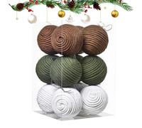 Christmas Tree Balls | 12pcs Handmade Cotton Rope Ornaments Set | Decorative Christmas Tree Balls | for Home, Bathroom, Bedroom, Office, Hallway, Thanksgiving, Winter, Holiday, Birthday, Party Decor