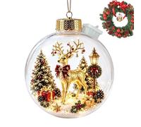 Christmas Tree Balls, Clear Santa Elk Lighted LED Ornaments | Lighted Christmas Tree Ornaments For Home, Farmhouse, Office, School, Mantel, Bookshelf, Garden, Yard, And Porch Decor.
