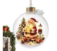 Christmas Tree Balls, Clear Santa Elk Lighted LED Ornaments | Lighted Christmas Tree Ornaments For Home, Farmhouse, Office, School, Mantel, Bookshelf, Garden, Yard, And Porch Decor.