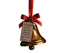 Christmas Tree Bell Ornaments - Bible Verses Christmas Hanging Decor With Bow | Religious Metal Ornaments For Holiday Party, Home, Front Door, Living Room, Fireplace, Shelf, Bedroom, Indoor Display