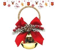 Christmas Tree Bells Rustic Metal Pendant with Pine Cone Bow Berries