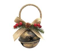 Christmas Tree Bells Rustic Metal Pendant with Pine Cone Bow Berries