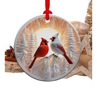 Christmas Tree Birds Ornament, Acrylic Cardinal Snowbird for Holiday Indoor Wall Window, Winter Sunrise Decoration, Home Mantel Accent, Wreath Hanging, Seasonal Decor Piece, 2D Bird Display