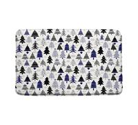 Christmas Tree Blue Black Gray Xmas Tree Snowflake Woods Winter Holiday Zerbino Ingresso Antiscivolo Tappeto Entrata Confortevole Tappeti Da Bagno Per Esterno Interno Cucina 40X60Cm