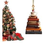 Christmas Tree Book Ornament | Pendente Libro 2D In Acrilico Per Feste | Per Atmosfera Per Patio Davanzali Interno Esterno Feste E Party
