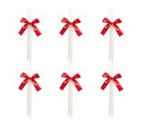 Christmas Tree Bows - Satin Pearl Ribbon 6pc 4x6in | Reusable Hanging Ornam
