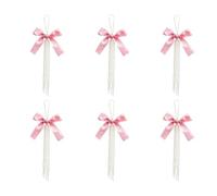 Christmas Tree Bows - Satin Pearl Ribbon 6pc 4x6in | Reusable Hanging Ornam