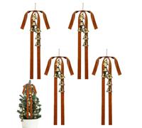 Christmas Tree Bows Velvet - Large Christmas Tree Bowss | Rustic Large Velvet Christmass Staircase Wreath Bows With Bells | 4 Pieces Seasonal Holiday Decorations For Fireplace Door Wreath