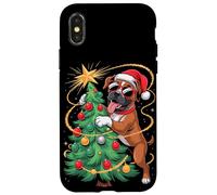 Christmas Tree Boxer Dog Sunglasses Custodia per iPhone X/XS