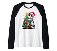 Christmas Tree British Shorthair Sunglasses Maglia con Maniche Raglan