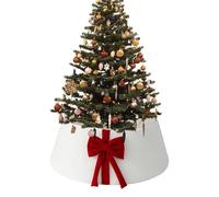 Christmas Tree Collar - Plush Seasonal Decoration With Bow Knot, Reusable Christmas Tree Stand Skirt | For Indoor, Outdoor, Tabletop, Farmhouse, Gathering, Party, Centerpiece Home Garden