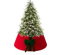 Christmas Tree Collar - Plush Seasonal Decoration With Bow Knot, Reusable Christmas Tree Stand Skirt | For Indoor, Outdoor, Tabletop, Farmhouse, Gathering, Party, Centerpiece Home Garden