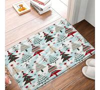 Christmas Tree Colorful Xmas Tree Snowflake Star Cartoon Vintage Red Gray Teal Winter Holiday Merry Christmas Zerbino Ingresso Trappola Sporco Tappeto Da Bagno Assorbente Tappeto Entrata 40X60Cm