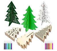 Christmas Tree Craft - Wood, 4,72in Silhouette Decor DIY Unfinished Design | 3D Layered Style Festive Holiday Craft Set, Tabletop Ornament Set For Kitchen, Workplace, Mantle, Bookshelf, Home Decor