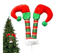 Christmas Tree Decoration, White Red Green Striped Leg Picks, Feet Tree