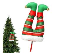 Christmas Tree Decorations - Funny Striped Leg Ornaments, White Red Green H