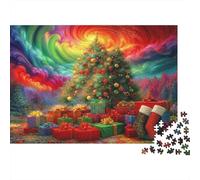 Christmas Tree Fantasy 1000 Pezzi Puzzle Albero di Natale Arcobaleno Cartone Riciclato Gioco Educativo per Adulti Antistress Decorazione Murale Regalo Anniversario 70x50cm