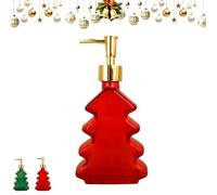 Christmas Tree Glass Soap Dispenser, Christmas Soap Dispenser with Pump, Refillable Glass Leak Proof Decorative Pump, for Hand Soaps, Dish Soaps, Lotion & More (Red)
