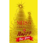 Christmas Tree Gold Happy New Year Yellow Hardcover: Home School Office Notebook
