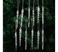 Christmas Tree Icicles - 12 icles in acrilico sospeso per decorazioni natalizie, ciondolo decorativo acrilico a lunga durata, decorazione per interni ed esterni