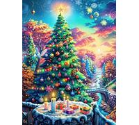Christmas Tree in Magical Forest Puzzle 1000 Pezzi Van Gogh Per Amanti Dell'arte Fairy Tale Cute Animal Cartone Rigido Anti Riflesso Notte Stellata Per Decorazione Soggiorno Qualità Museale Top Vendit