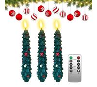 Christmas Tree LED Candles, Decorative Flameless Lights, 9.65 in Christmas Atmosphere Lighting with Remote Control, Holiday Electric Candle for Dining Table Windowsill Mantel Living Room Use