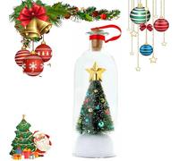 Christmas Tree Message in a Bottle, decorazione natalizia, decorazione in vetro, scena della neve in bottiglia nostalgica con tappo di sughero, decorazione natalizia in vetro