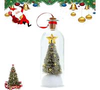 Christmas Tree Message in a Bottle,Recordable Christmas Tree Voice Message Bottle Ornament,Snowy Scene in Nostalgic Bottles with Playback Cork,Unique Home Festive Party Decor Gift