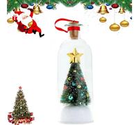 Christmas Tree Message in a Bottle,Recordable Christmas Tree Voice Message Bottle Ornament,Snowy Scene in Nostalgic Bottles with Playback Cork,Unique Home Festive Party Decor Gift