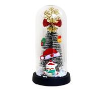 Christmas Tree Night Light - Glass Dome Lamp, Transparent Glass Christmas Tree Night Light, Creative Snowman LED Lamp | Holiday Dome Ornament for Living Room, Bedroom, Table, Shelf, Decoration Gift