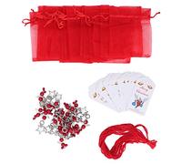 Christmas Tree Ornaments 20 Sets | Star Keychain & Present Bag Decorations for Xmas Party/Home Festive Decor | Stainless Steel Pendants with Rope & Tag (Red)