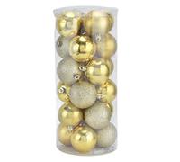 Christmas Tree Ornaments 24 Pack | 6cm Glittering Balls for Home/Office/Party Decor | Shatterproof Plastic with Glossy, Matte & Sparkle Finishes (Gold)
