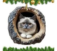 Christmas Tree Ornaments, 2D Acrylic Flat Keepsake with Lanyard, Cute Animal Theme Hanging Decor, for Door, Café, Living Room, Restaurant, Window Sill, Balcony Display