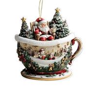 Christmas Tree Ornaments - 2D Hanging Holiday Decorations | Flat Tree Shaped Festive Charms, 2D Christmas Coffee Cup Snow House Decoration Ornament for Window, Fireplace Mantel