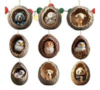 Christmas Tree Ornaments - Animal Pendant Acrylic | Holiday Hanging Decorations For Keychain, Backpack, Rearview Mirror, Wall, Winter Party, Home Décor, Festive Charm, Cute Wildlife Gift Set 9 Pieces