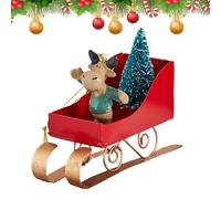 Christmas Tree Ornaments - Decorative Hanging Ornaments, Christmas Sleigh Decoration Holding Tree, Iron Pendant For Indoor Outdoor Winter Home Fireplace Mantel Tabletop Yard Door Wall