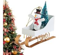 Christmas Tree Ornaments - Decorative Hanging Ornaments, Christmas Sleigh Decoration Holding Tree, Iron Pendant for Indoor Outdoor Winter Home Fireplace Mantel Tabletop Yard Door Wall