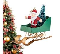 Christmas Tree Ornaments - Decorative Hanging Ornaments, Christmas Sleigh Decoration Holding Tree, Iron Pendant for Indoor Outdoor Winter Home Fireplace Mantel Tabletop Yard Door Wall