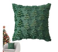 Christmas Tree Pillow Covers, 11.8x11.8 Inches Winter Tufted Tree Pillow Case, Plush Faux Wool Farmhouse Throw Pillow Cover For Cozy Living Room Decor Embroidered Christmas Tree Pillow Shell, 11.8x11