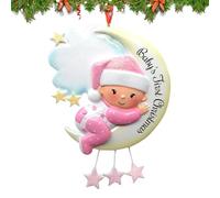 Christmas Tree Resin Pendant - Moon Snowman Blessing Ornament | First Christmas Ornaments, Hanging Holiday Decoration ForXmas Tree, Car, Wall & GiftGiving