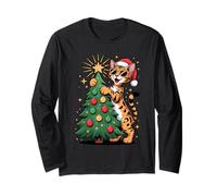 Christmas Tree Savannah Cat Sunglasses Maglia a Manica