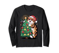 Christmas Tree Siberian Cat Sunglasses Moscow Longhairs Maglia a Manica