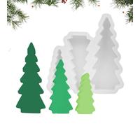Christmas Tree Silicone Mold, 3-Piece Flexible Crafting Kit, Reusable Holiday Baking Resin Tool, Seasonal Soap Candle Form, Art Supply for Family Friends Women Men Youth Enthusiasts